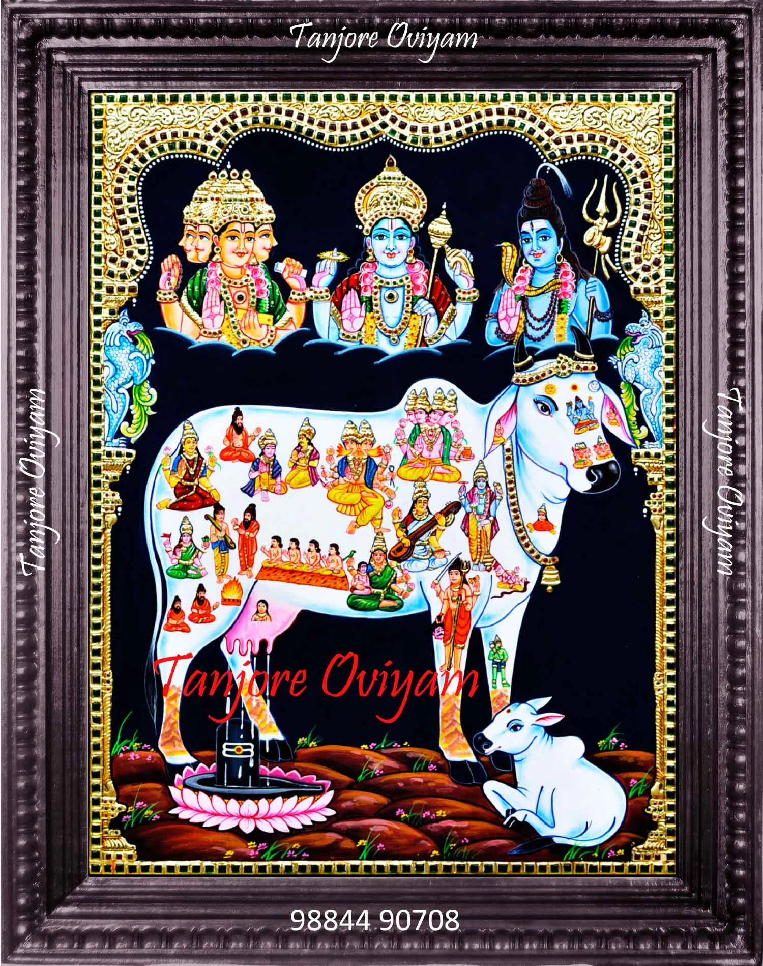 Kamdhenu Cow Painting in Tanjore Style